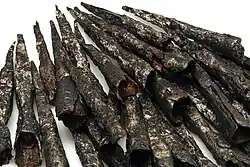 Eiserne Spitzen römischer Katapultgeschosse