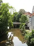 Hase mit der Angers-Brücke in Osnabrück