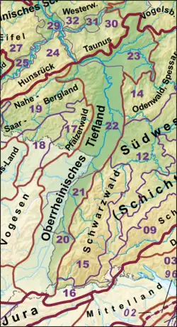 Naturräumliche Haupteinheiten Deutschlands#20–29 Nr. 22 der Naturräumlichen Haupteinheiten, die Oberrheinische Tiefebene