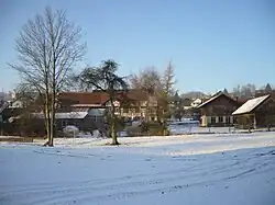 Blick von der Hauptstrasse durch Thundorf nach Nordnordwest