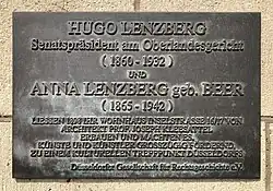 Gedenktafel für Hugo und Anna Lenzberg (2021)