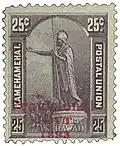 Republik Hawaii, Briefmarke zu 25 Cent von 1883 mit Überdruck, 1893