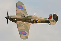 Eine Hawker Hurricane Mk.I, damals geflogen vom Autor Roald Dahl und stationiert auf RAF Ramat David