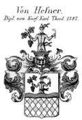 Gebessertes Wappen derer von Hefner von 1787 bei Konrad Tyroff
