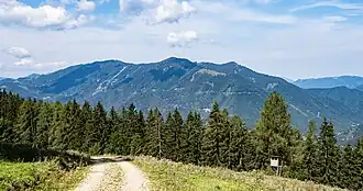 Blick vom Königsberg in Richtung Westen zum Hegerberg.
