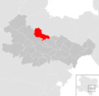 Lage der Gemeinde Heiligenkreuz (Niederösterreich) im Bezirk Baden (anklickbare Karte)