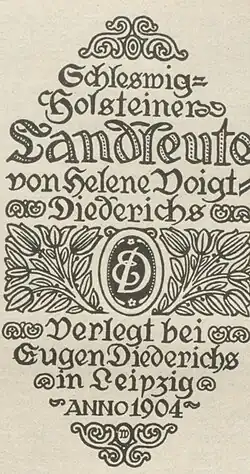 Das Cover des Buches ist mit geschwungenen Buchstaben verziert. In der Mitte ist ein „D“ abgebildet und darum ranken sich Pflanzen.