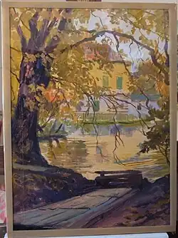 Herbststimmung auf Schloss Laudon, unweit von Weidlingau, Gouache, 32 × 43 cm