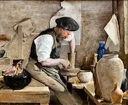 Herman Kähler in seiner Werkstatt, Gemälde von seinem Schwiegersohn L.A. Ring, 1890
