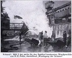 Kokerei, aus dem Wandbilder-Zyklus Werdegang der Schiene im Düsseldorfer Stahlhof
