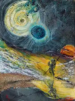 Drei Sonnen Acrylgemälde, 2008, 80x60 cm