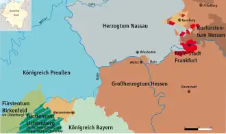 Karte der Landgrafschaft Hessen-Homburg und umliegender Staaten