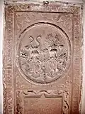 Wappen vom Epitaph der Agatha von Helmstatt, geb. Eckbrecht von Dürckheim († 1605), Protestantische Kirche (Heuchelheim bei Frankenthal)