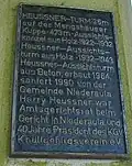 Tafel zu Füßen des Heussner-Turms