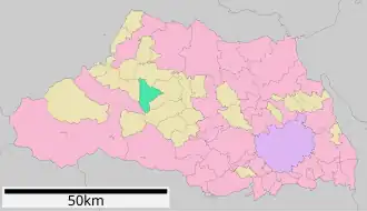 Lage Higashichichibus in der Präfektur