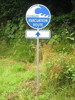 Evakuierungsschild im Pacific Rim Nationalpark