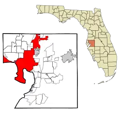 Lage von Tampa im Hillsborough County (links) und in Florida (rechts)