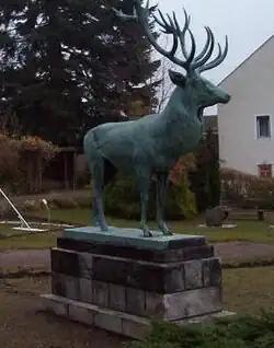 Bronzeplastik Hubertushirsch