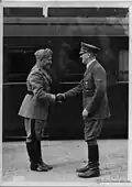 Hitler und Mussolini am Bahnsteig, August 1941