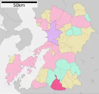 Lage Hitoyoshis in der Präfektur