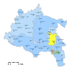 Bolheim und Anhausen im Oberamt Heidenheim, Gebietsstand 1813, mit den früheren Herrschafts- und Ämtergrenzen – Legende