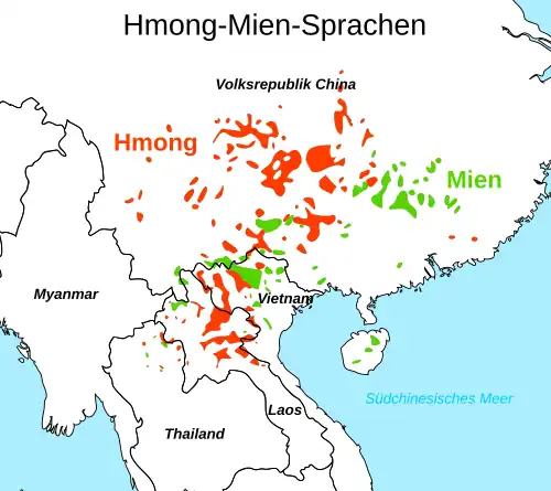 Verbreitung der Hmong-Mien-Sprachen