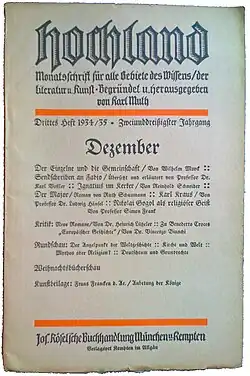 Titelseite von Hochland. Mai. Drittes Heft 1934/35