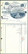 Rechnungsbeleg von A. & G. Dreyer von 1903 mit Abbildung der Fabrikanlagen an der Leine