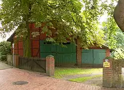 Giebelseite der Scheune von 1815, Zustand vor dem Abtragen des Gebäudes