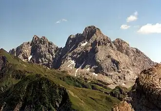 Westgipfel der Kellerspitzen (links) und Hohe Warte (rechts) von Nordwest