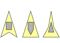 Für '"`UNIQ--postMath-00000070-QINU`"' Ecken werden 3 Wächter benötigt. Das linke Polygon geht auf Julian Sidarto zurück. Die beiden Rechten auf Tomas Shermer.
