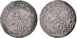 Kurfürst Ernst, Herzog Albrecht, Herzog Wilhelm III., Horngroschen von 1466, Leipzig