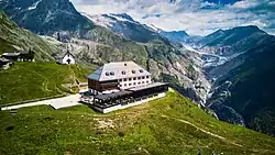Hotel Belalp, Aletschbord Kapelle und Aletschgletscher