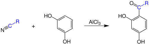 Übersichtsreaktion der Houben-Hoesch-Reaktion