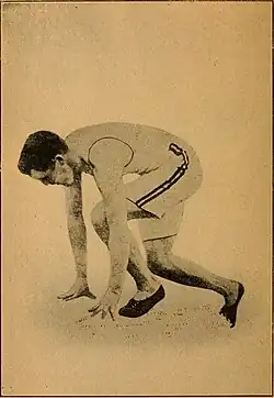 Lawson Robertson, Bronzemedaillengewinner im Standhochsprung und vermutlich auch Teilnehmer beim Standweitsprung, über 100&nbsp;Meter auf Rang&nbsp;sechs