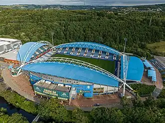 Luftbild vom John Smith’s Stadium im August 2023