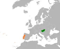 Lage von Ungarn und Portugal