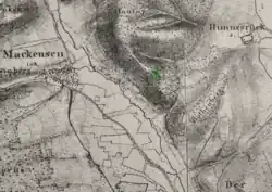 Burgreste (grün) zwischen Mackensen und Gut Hunnesrück