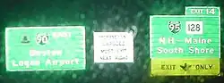 Einzig die Schilder auf dem Massachusetts Turnpike weisen heute ebenfalls auf die Route 128 hin.