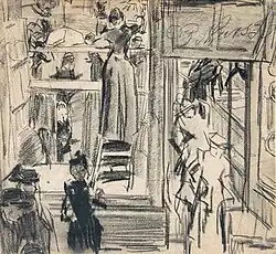 Linkes Schaufenster von P. Mars & Co, Kreidezeichnung, 1893–1894