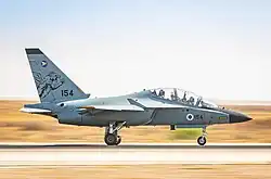 Ein italienischer M-346 Lavi Strahl­trainer der 102. Staffel „Flying Tiger“ 2019 auf Chazerim