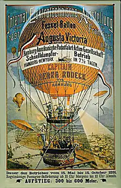 Zur Ausstellung wurden erstmals auch Passagierfahrten mit dem Fesselballon angeboten. Kapitän war der damals berühmte Luftfahrtpionier Georg Rodeck.