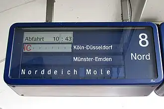IC auf neuer Fallblattanzeige in&nbsp;Koblenz Hbf