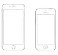 Größenvergleich zwischen iPhone&nbsp;6 (links) und iPhone&nbsp;5 (rechts)