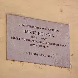 gedenktafel für Hanns Holenia