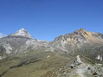 Die Illinizas von Osten (links der höhere Südgipfel, rechts der Nordgipfel)