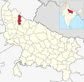 Positionskarte des Distrikts Moradabad