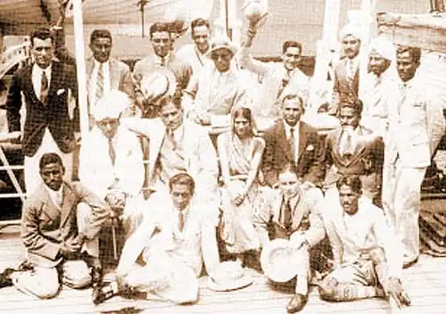 Die indische Hockeymannschaft an Bord der Haruna Maru auf dem Weg nach Los Angeles 1932