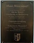 Inschrift­tafel am Haus Bissendorf
