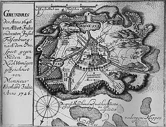 Karte der Insel Felsenburg von Johann Gottfried Schnabel